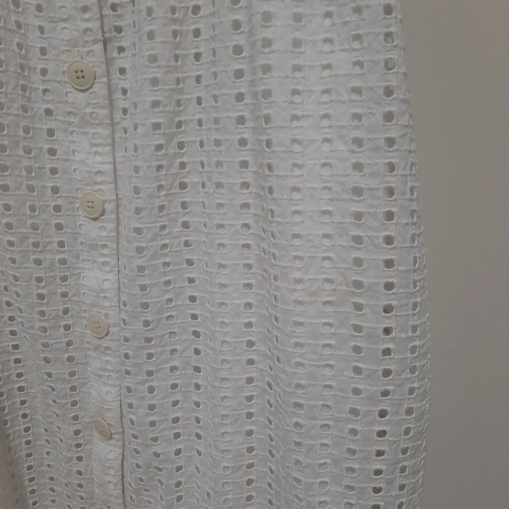 J. Crew White Cotton Coletta Button Front Eyelet Dress Size 14